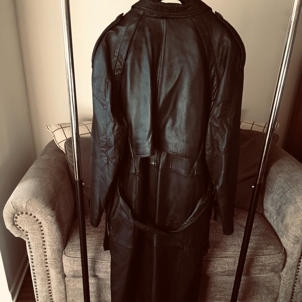 Full Length Men's Leather Coat
